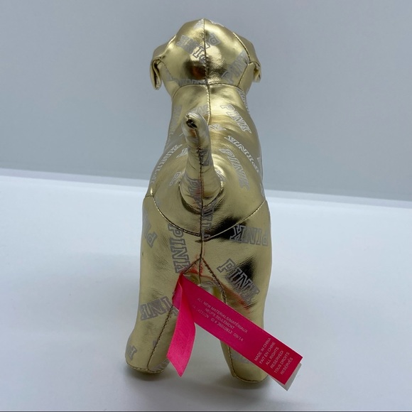 NWT Victoria's Secret PINK Collectable Display Gold and White Stuffed Plush Dog - Picture 6 of 8